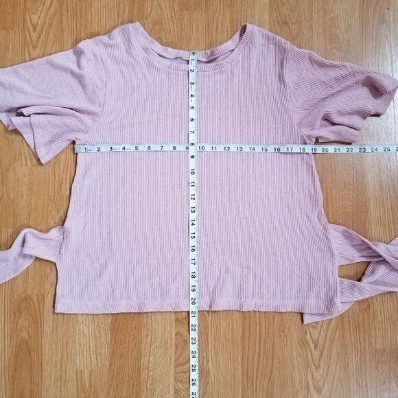 BP Tie Front Waffle Knit Tee sz XS in Pink - Picture 8 of 12